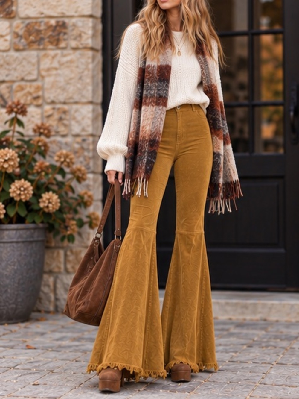 Free People We The Free Just Float On Mustard Corduroy Bell Bottom Flare Pants